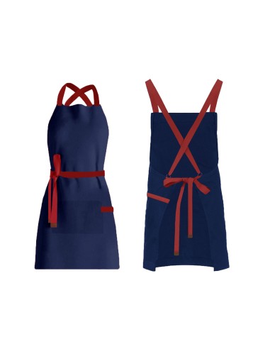 Avental Azul Marinho Alça Cruzada Vermelha...