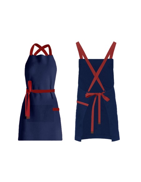 Avental Azul Marinho Alça Cruzada Vermelha Restaurante Bar