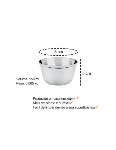 Ramekin Tigela Inox Sobremesa Mini Bolo Sufle...