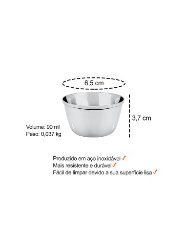 Ramekin Tigela Inox Sobremesa Mini Bolo Sufle...