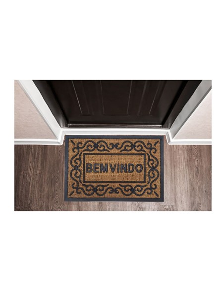 Capacho Tapete de Entrada Bem Vindo Fibra Coco Borracha 60cm