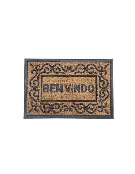 Capacho Tapete de Entrada Bem Vindo Fibra Coco Borracha 60cm