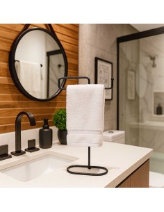 Porta Toalha Preto Toalheiro de Mesa em Aço Black 2