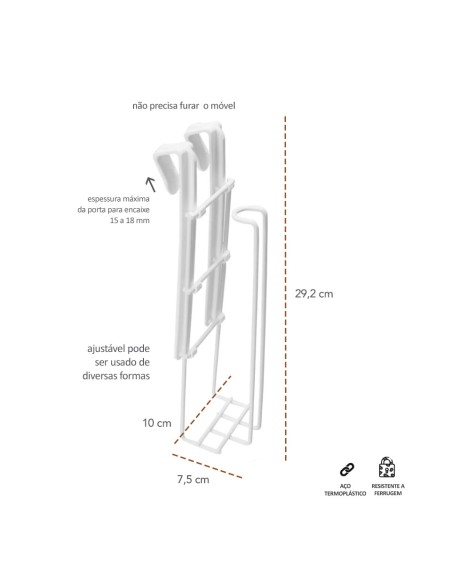 Porta Rolo de Papel Toalha Suporte Encaixe Sem Furar Branco