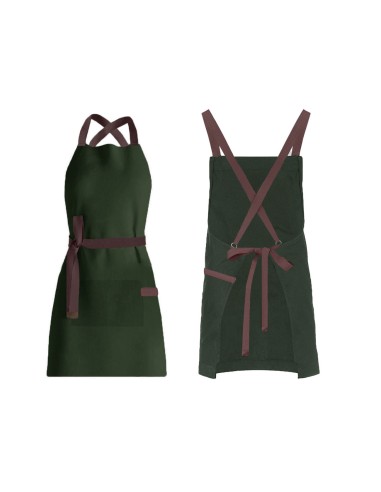 Avental Verde Alça Cruzada Marrom Restaurante...