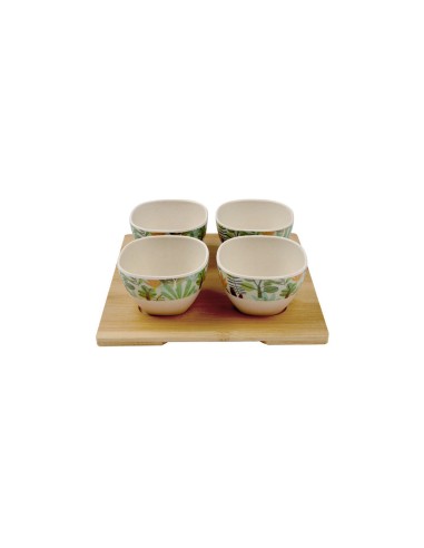 Tigelas Bowl Petisqueira Eco Bandeja Bambu Melamina Kit 5un