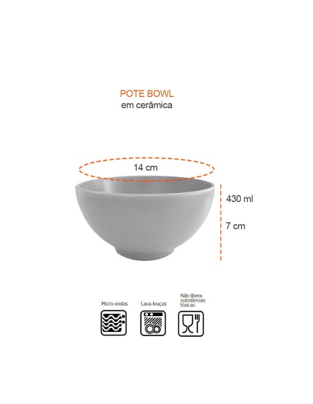 Tigela Bowl Pote Sobremesa Amarelo Fosco Ceramica 430ml