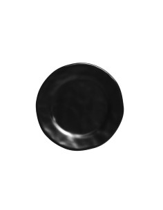 Prato de Sobremesa Preto Fosco Amassado Ceramica