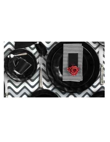 Prato de Sobremesa Preto Fosco Amassado Ceramica