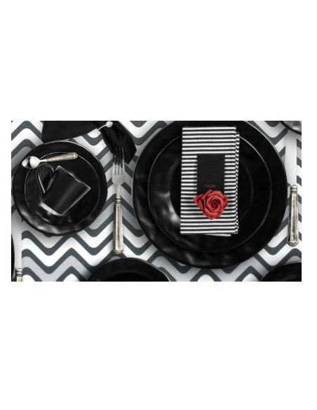 Prato de Sobremesa Preto Fosco Amassado Ceramica