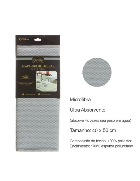 Tapete de Pia Cinza Aparador de Louça Escorredor Microfibra