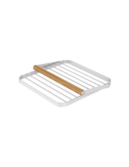 Porta Guardanapo de Mesa Metal Branco e Bambu