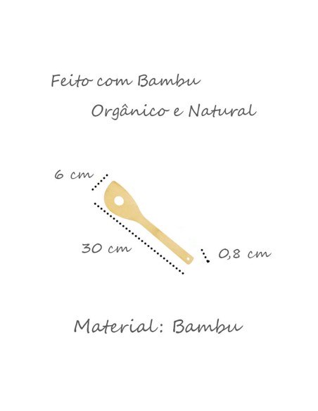 Espatula de Bambu Multiuso Utensilios Cozinha Madeira 30cm