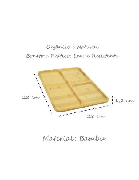 Petisqueira Bambu Travessa Divisoria Suporte Bandeja