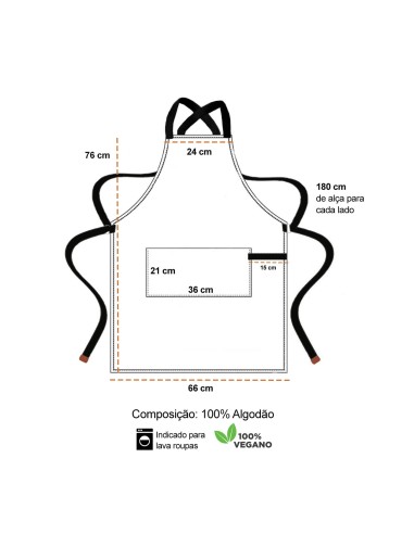 Avental Verde Alça Cruzada Marrom Restaurante...