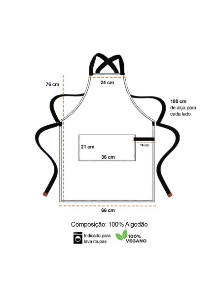 Avental Verde Alça Cruzada Marrom Restaurante Cafeteria Bar