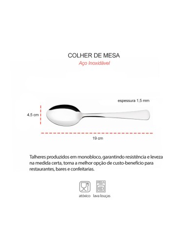 Colher de Mesa Aço Inox Talher Toronto...