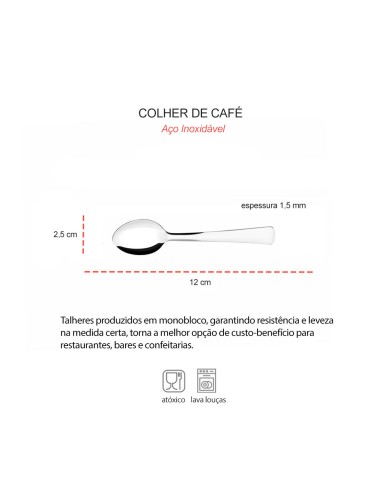 Colher de Cafe Aço Inox Talher Toronto...