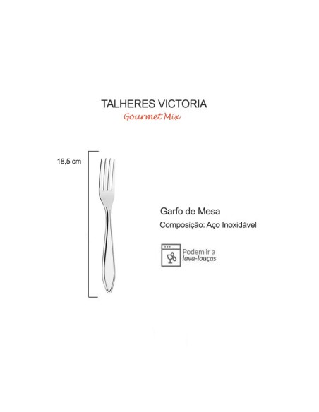 Garfo de Mesa Talher Aço Inox Victoria 1un