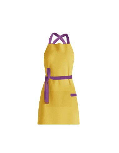 Avental Amarelo Roxo Alça Cruzada Restaurante Bar Cafeteria