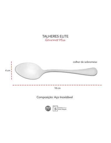 Colher de Sobremesa Inox Resistente Elegante...