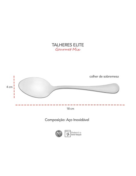 Colher de Sobremesa Inox Resistente Elegante Elite 1un