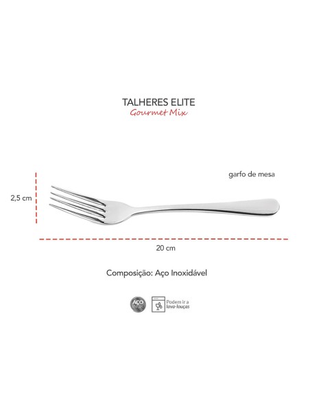 Garfo de Mesa Inox Resistente Elegante Elite 1un