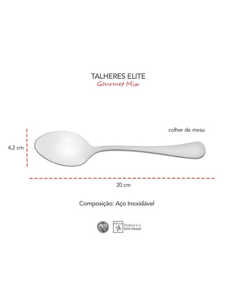 Colher de Mesa Inox Resistente Elegante Elite 1un