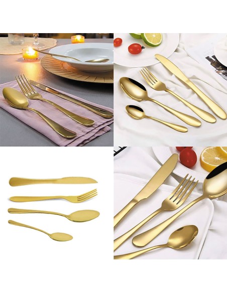 Colher de Mesa Dourado Ouro Talher Metal Inox Inteiro 1un