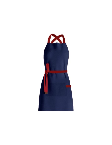 Avental Azul Marinho Alça Cruzada Vermelha Restaurante Bar