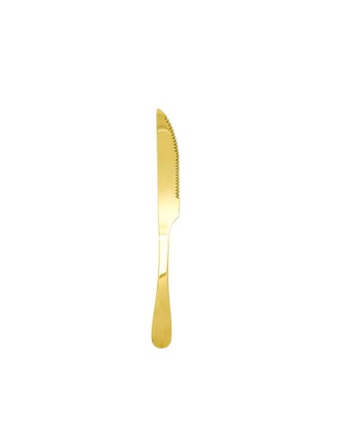 Faca de Mesa Dourado Churrasco Inox Serrilhada Carne 1un