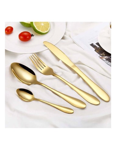 Garfo de Mesa Dourado Ouro Talher Metal Inox...