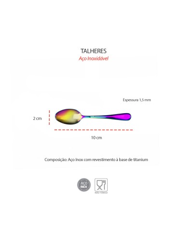 Colher de Cafe Furta Cor Metal Inox Colorido...