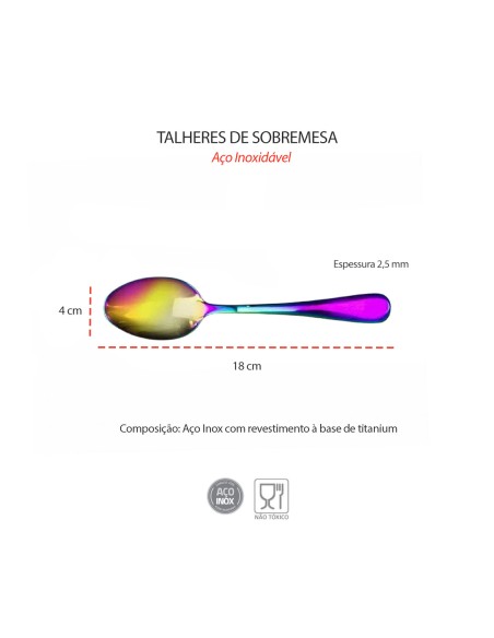 Colher de Sobremesa Furta Cor Talher Inox Peça 1un