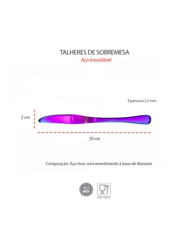 Faca de Sobremesa Furta Cor Talher Inox Peça...