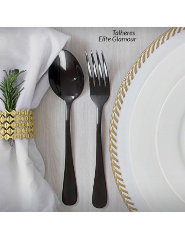 Garfo de Mesa Preto Talheres Metal Inox...