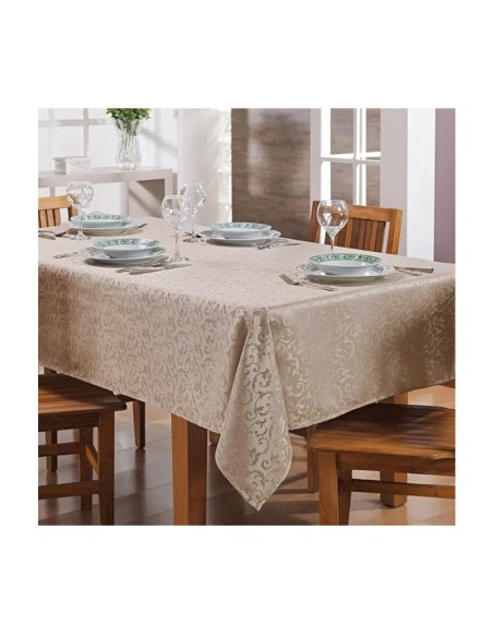 Toalha de Mesa Retangular Dourada Kaki Impermeavel 220x160cm