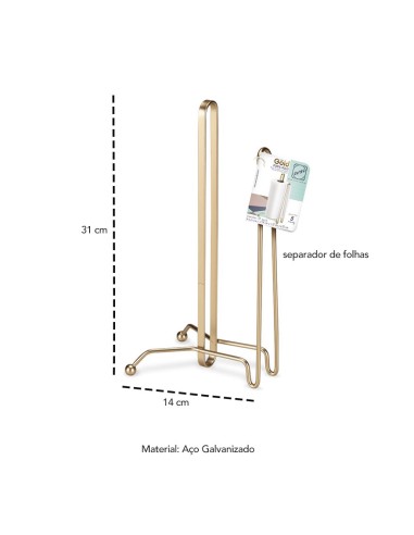 Porta Papel Toalha Rolo Suporte Dourado Fosco...