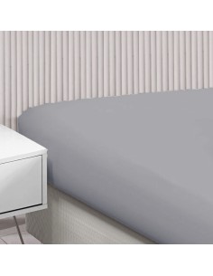 Lencol Elastico CASAL Algodao 300 Fios Acetinado Cinza... 2