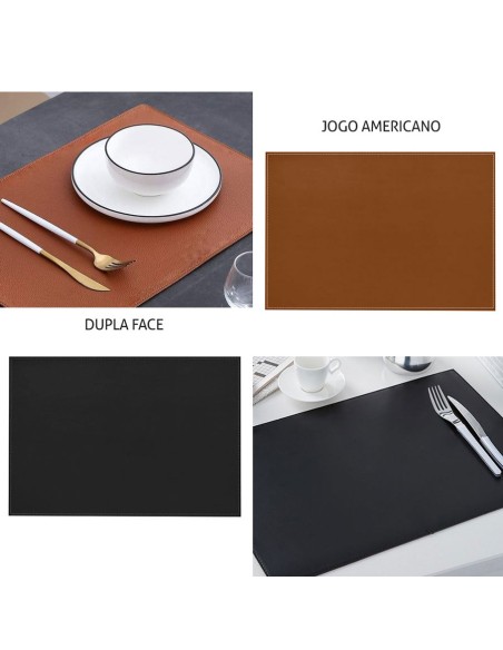Lugar Americano Preto Dupla Face Marrom Courino 1un