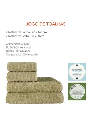 Toalha de Banho Rosto Verde Algodao Jogo Wave...