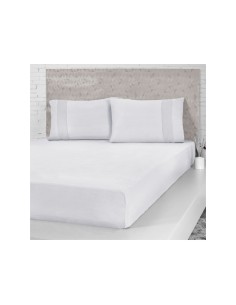 Lençol de Elastico CASAL Branco Algodao Fio Penteado 2