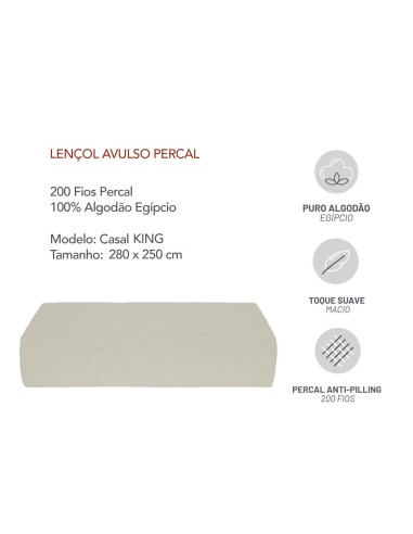 Lençol Elastico KING Branco Off White Algodao...