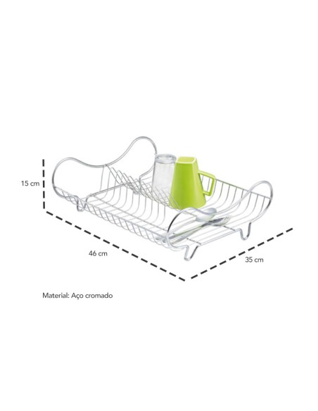 Escorredor de Pratos Louça Copos Aço Cromado 1un