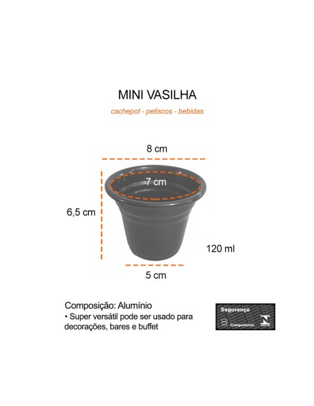 Tigela Mini Cumbuca Vasilha Pote Preto Bar Petiscos 120ml