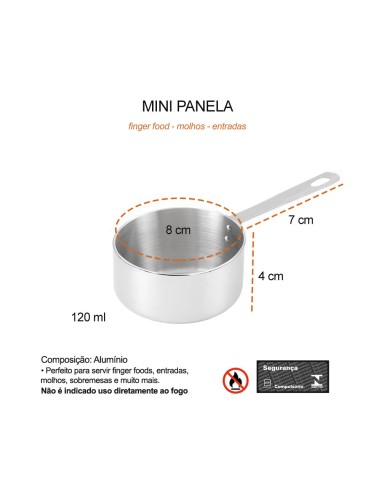 Panelinha Couvert Preto Mini Panela Finger Food...