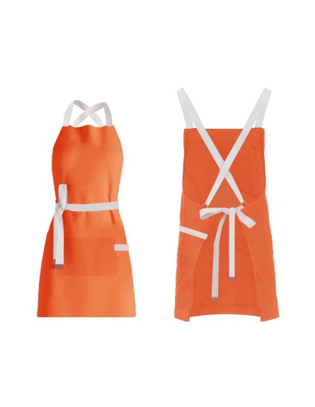 Avental Laranja Alça Cruzada Algodao Restaurante Bar Bistro