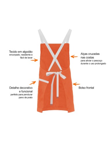 Avental Laranja Alça Cruzada Algodao...