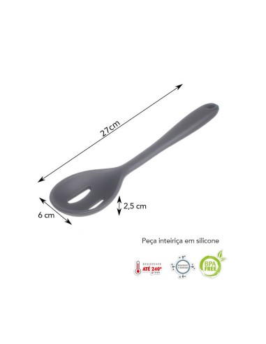 Colher de Silicone Branca Perfurada Escumadeira...