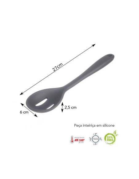 Colher de Silicone Branca Perfurada Escumadeira 1un